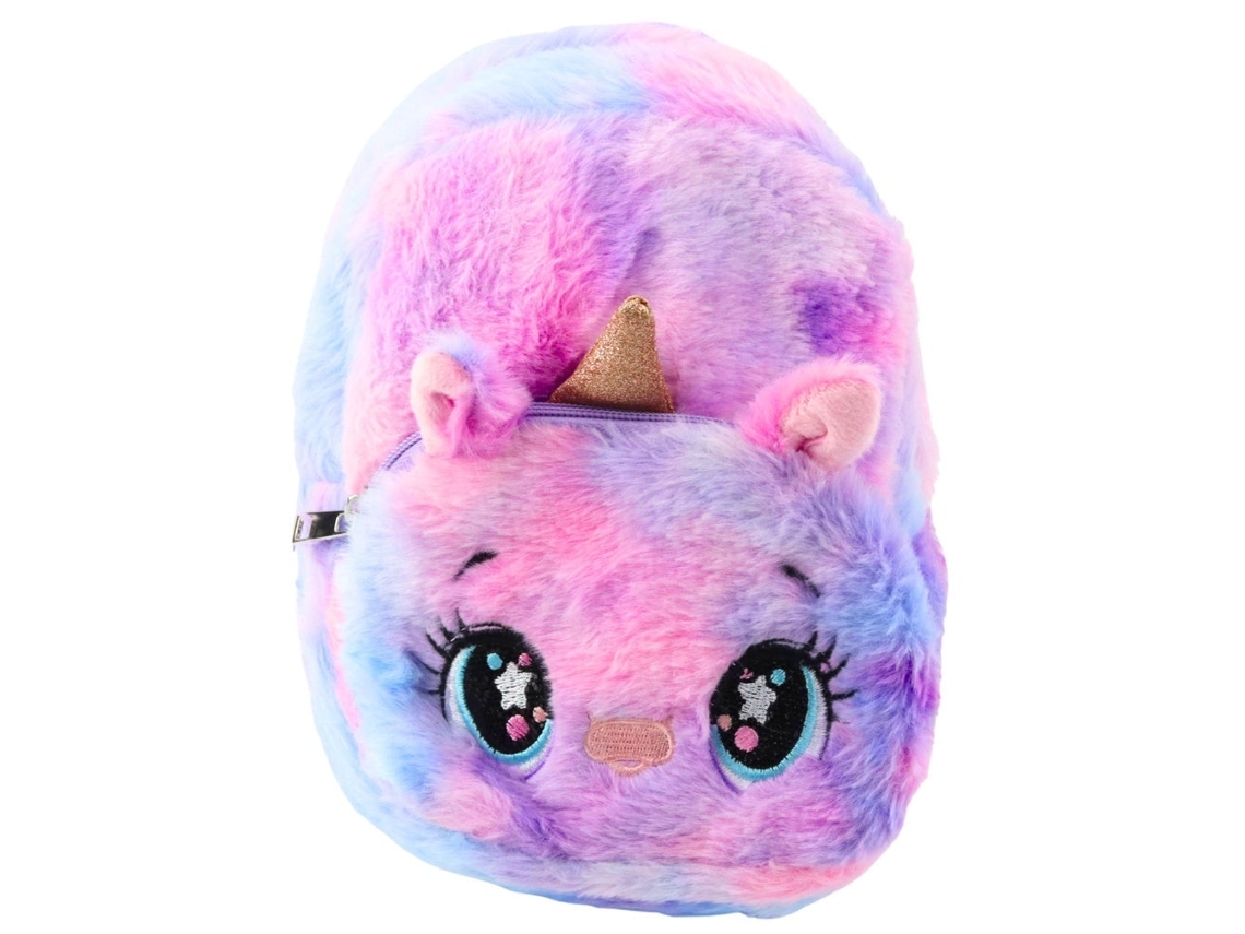 Mochila Infantil de Pelúcia 3d Unicórnio Azul/ Rosa 20x16x10 Cm 3 L BRILVIBERA