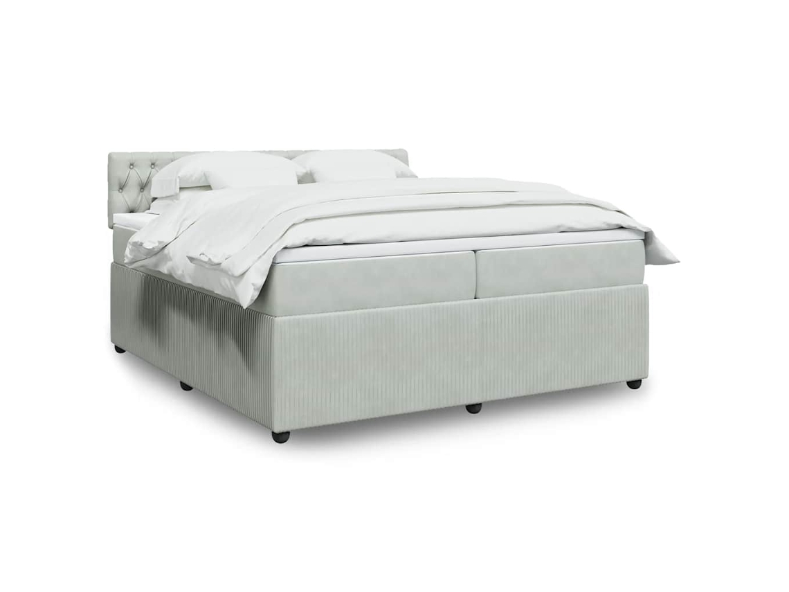 Vidaxl Cama Com Molas/colchão 200x200 Cm Veludo Cinzento-claro