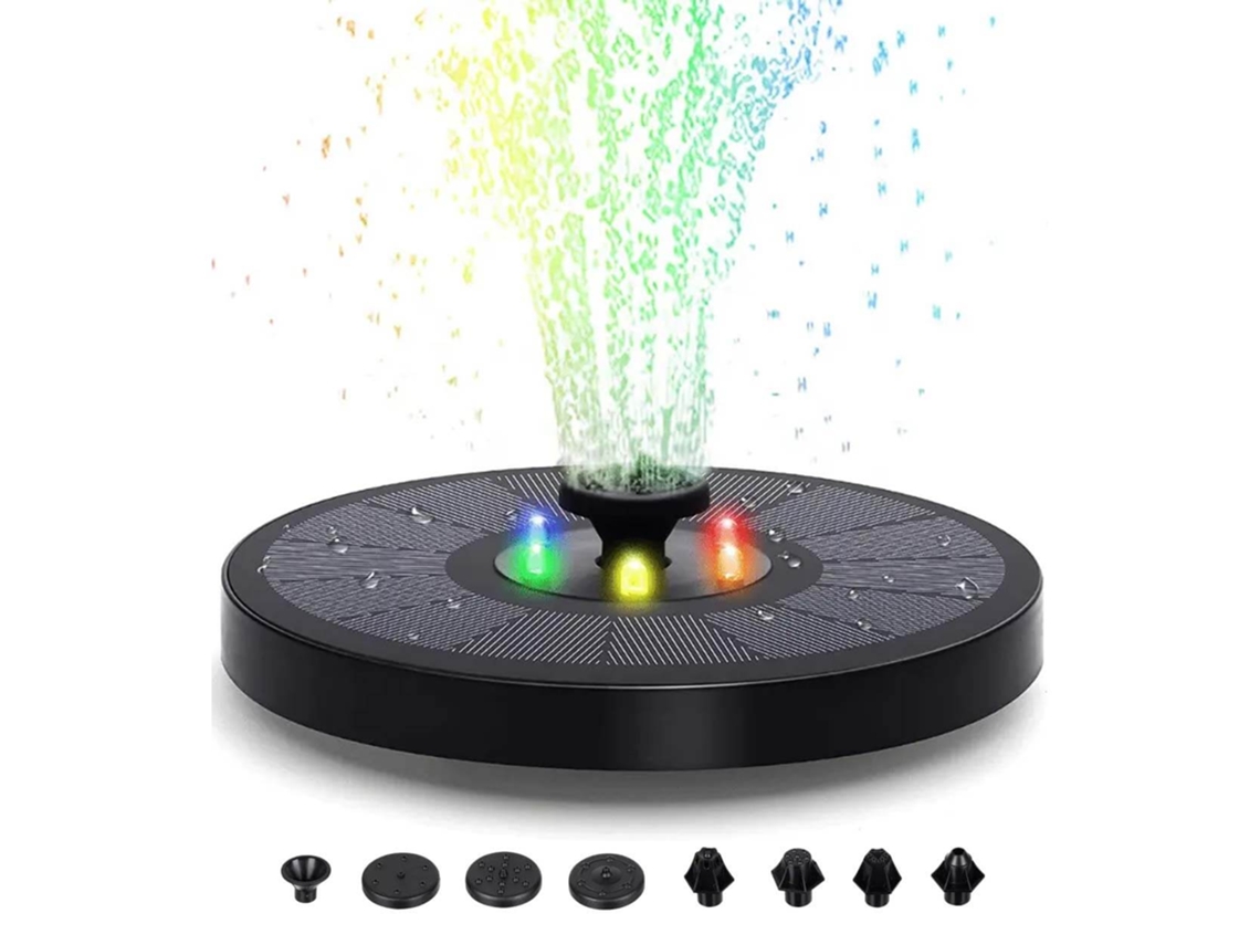Fonte Solar Grande | Funciona Com Bateria E Possui Iluminação Rgb | 16 Cm Preta