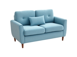 Sofá de 2 Lugares com Apoio de Braços, Almofadas, Assento Acolchoado, Capas Laváveis, 140x78x83 Cm, Azul Claro | S/MARCA