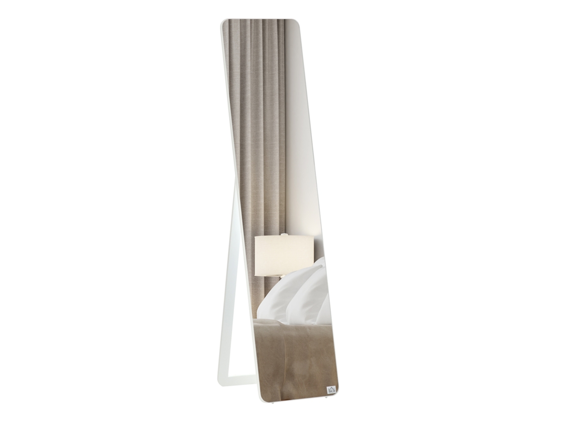 Suporte Retangular E Espelho De Parede Escurecidos. 37l X 43l X 156h Madeira Branco