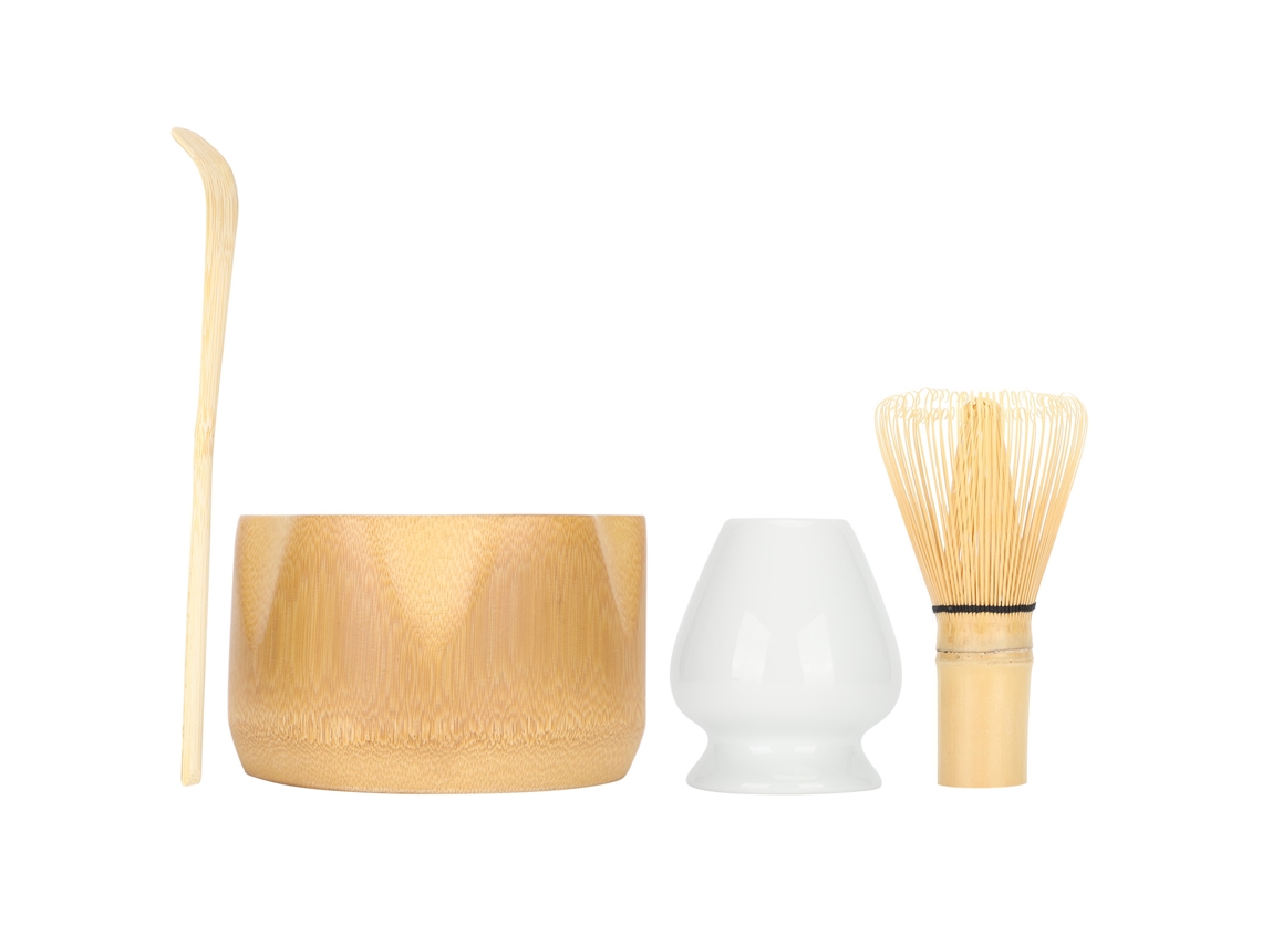 Conjunto De Ferramentas Para Fazer Matcha: Batedor De Chá De Bambú, Colher, Copo E Porta-batedor Cerâmico