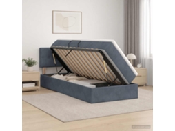Vidaxl Cama De Armazenamento Led Com Colchão Cinzento-escuro