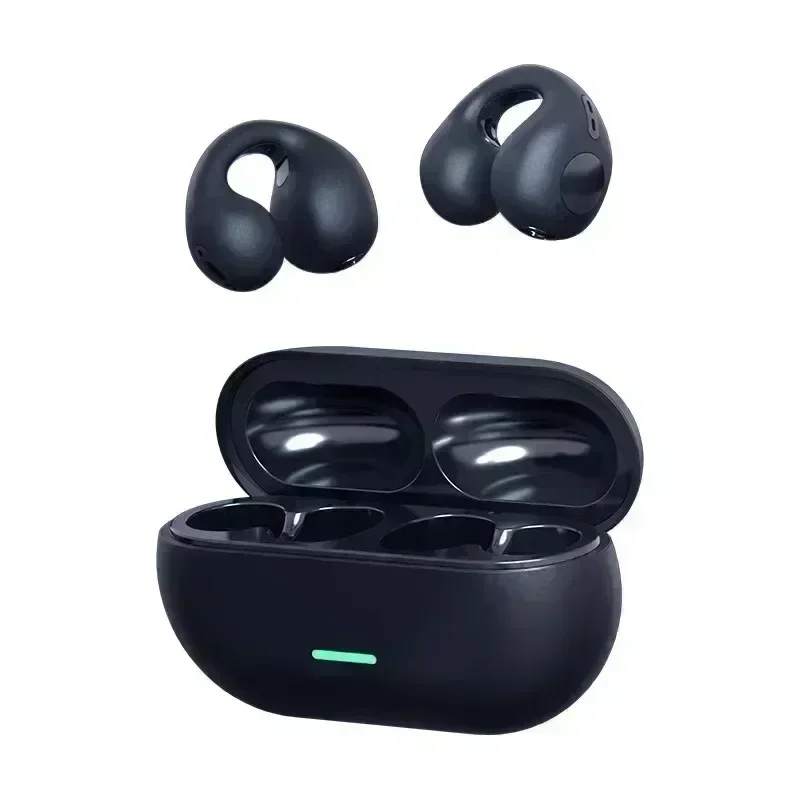 Fones De Ouvido Sem Fio Tws (pretos), Com Condução De Ar, Estilo Clipe, Cancelamento De Ruído.