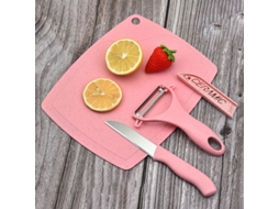 Conjunto de Três Peças para Cortar Frutas e Legumes em Aço Inoxidável , Incluindo Tábua de Corte para Alfafa. MDUG (rosa)