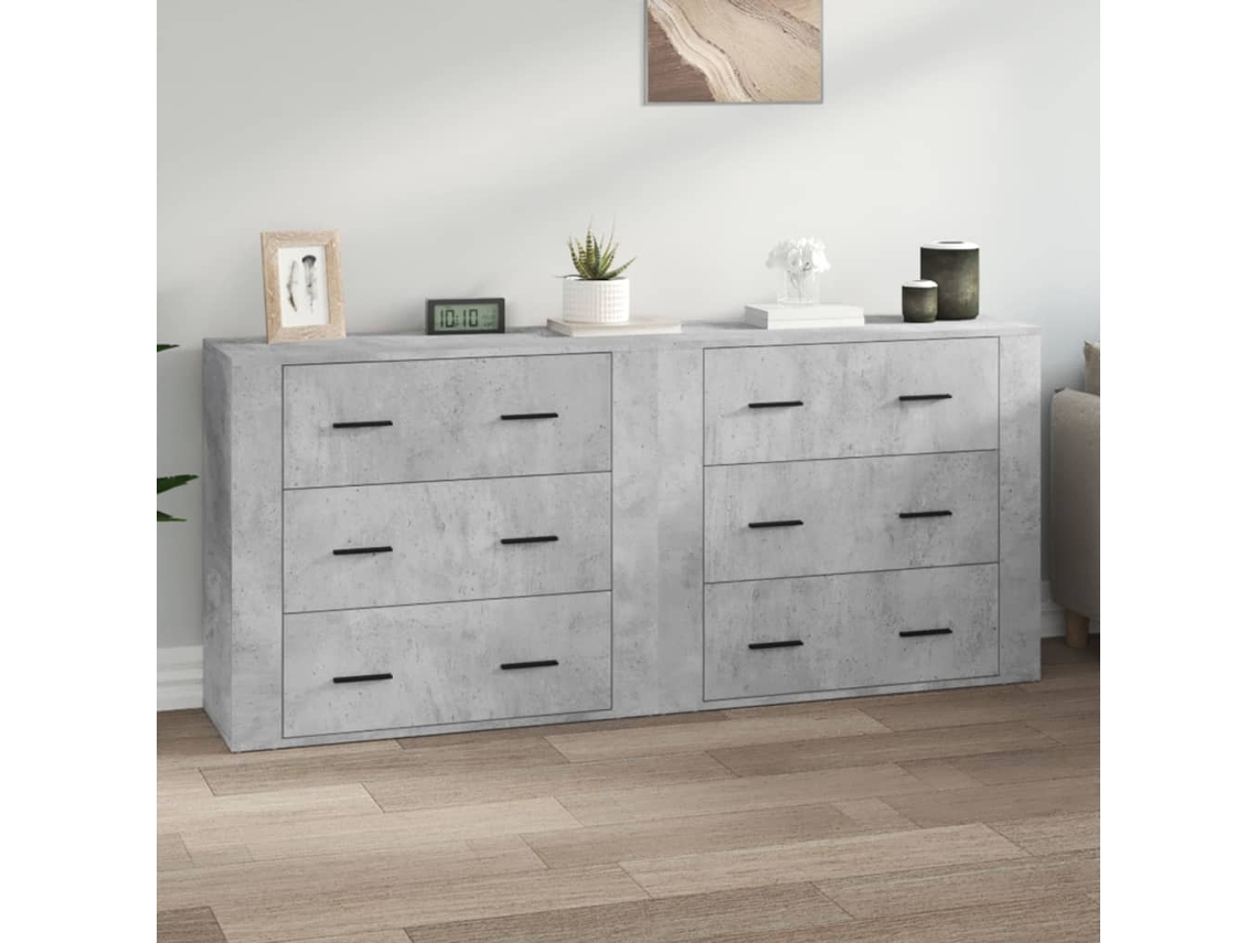 Vidaxl Aparadores 2 Pcs Derivados De Madeira Cinzento Cimento