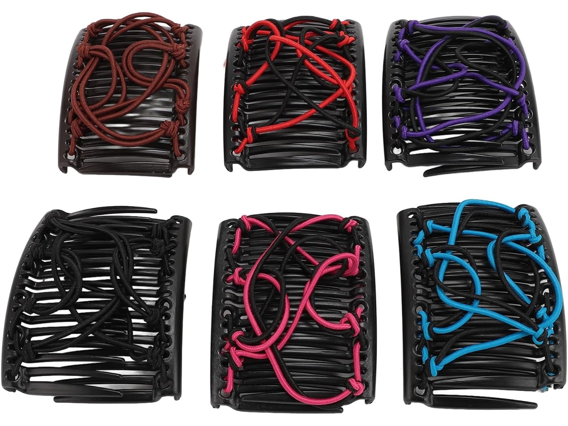 Pente Mágico Ajustável E Elástico Para Cabelo, Pacote Com 6 Presilhas Elásticas.