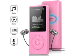 Leitor de Música Mp3 com Rádio Fm e Gravador de Voz Leitor de Música Ultra Fino -4 Gb Fone de Ouvido Incluídocor de Rosa