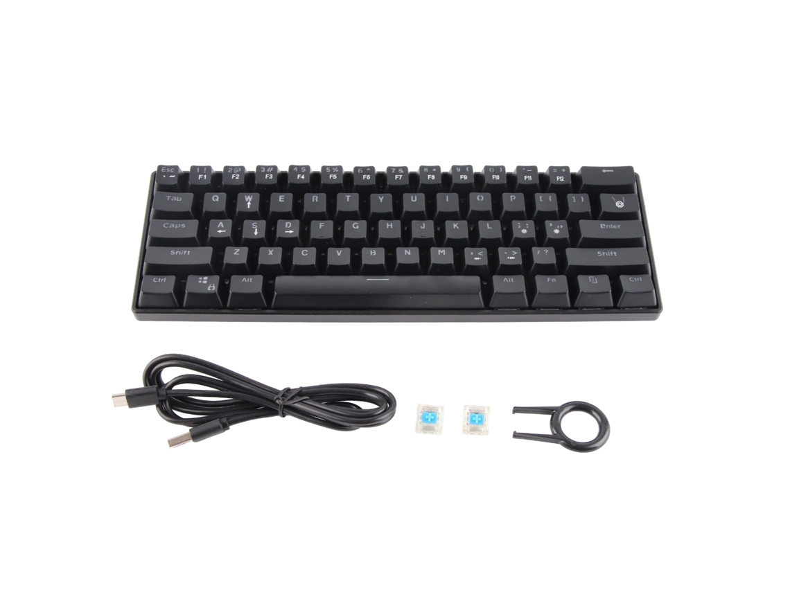 Lurelia Teclado Com Fio, 61 Teclas, Mecânico, Rgb, Gaming, Compacto, Retro, Cor Azul