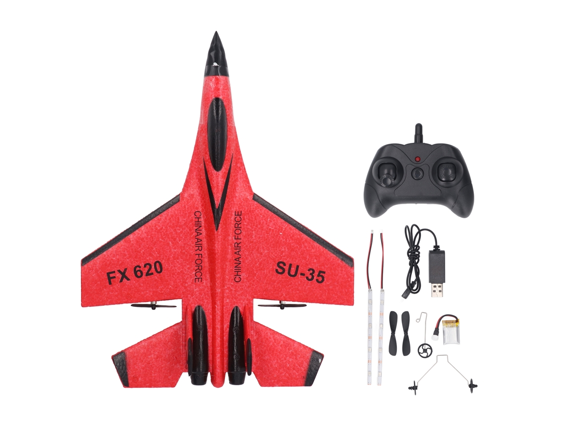 Planeador Rc Ligero Resistente A Impactos Avión De Ala Fija De Espuma Control Remoto Juguete Exterior Para Niños Rojo