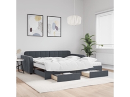Vidaxl Sofá-cama C/ Gavetão E Gavetas 100x200cm Veludo Cinzento-escuro