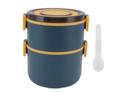 Lancheira empilhável de 1600 ml, 2 níveis, plástico de qualidade alimentar, hermética, sem BPA, azul, para Slowmoose