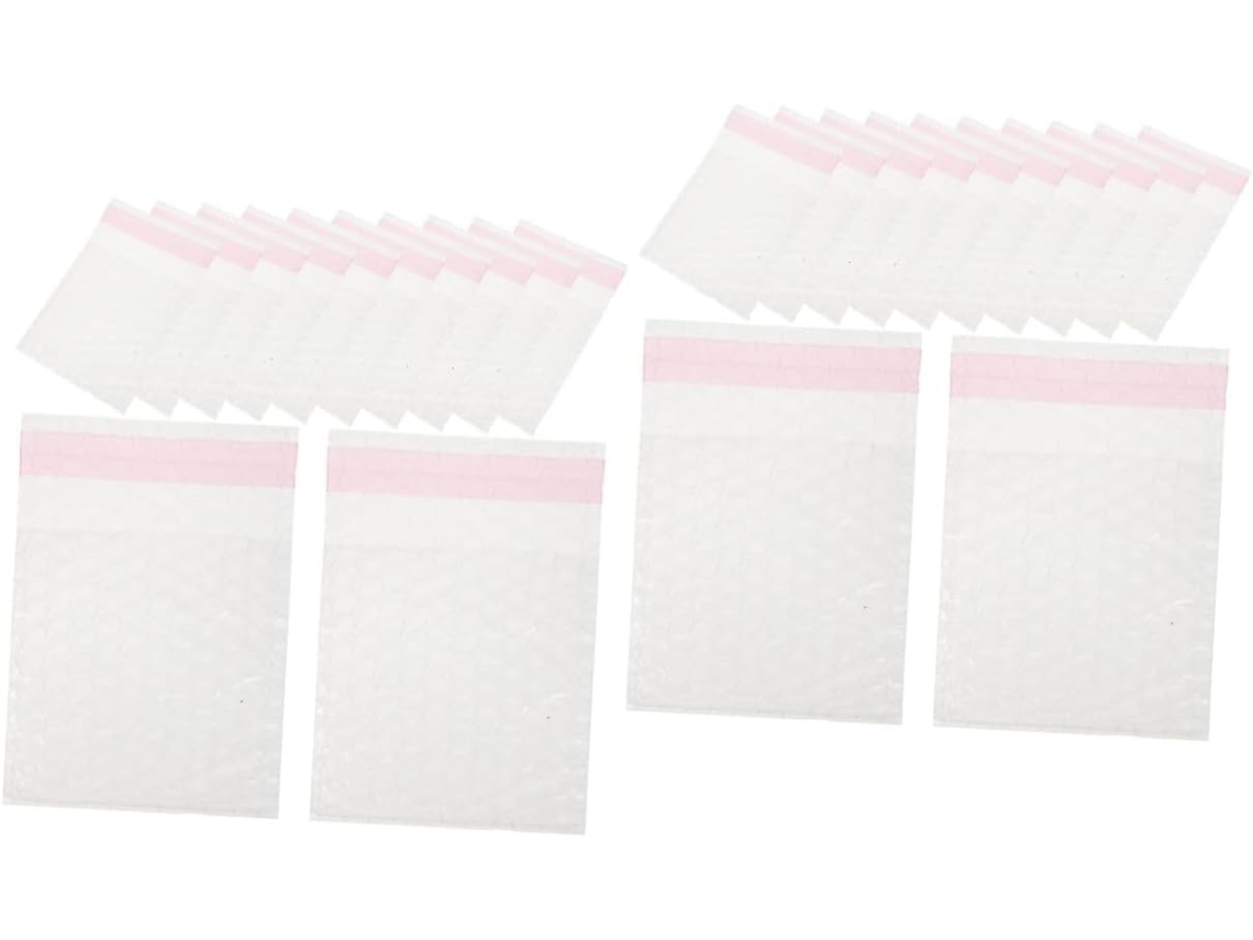 Pacote com 100 Sacos de Bolhas Autoadesivos para Envio de Acessórios, Joias e Roupas