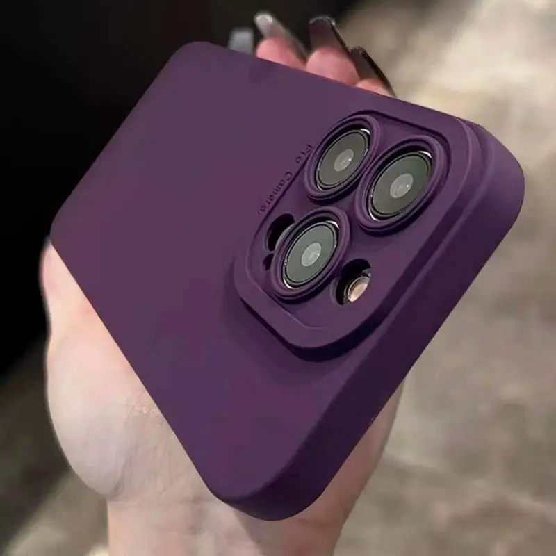 Capa De Celular Em Silicone Fosco (roxo Escuro) Para Iphone 8 Plus Com Protetor De Câmera.