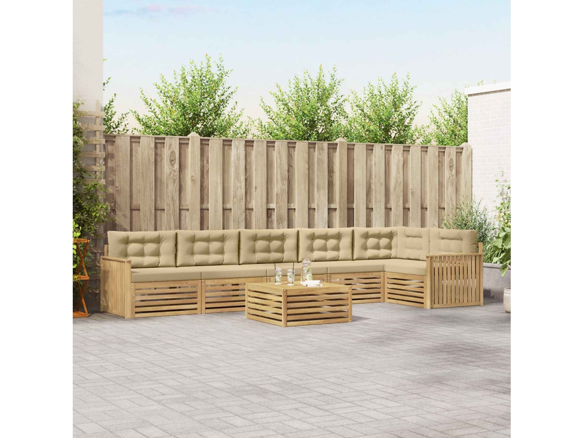 Vidaxl Conjunto De Sofás Para Exterior 7 Unid. Branco E Bege Poliéster