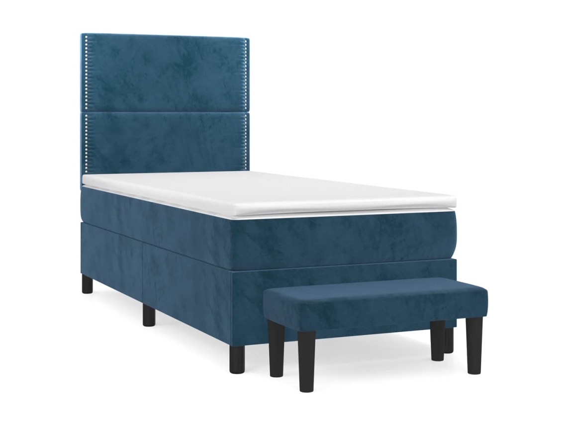 Cama com Molas/colchão 90x200 Cm Veludo Azul escuro MAISON EXCLUSIVE