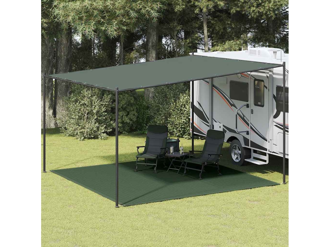 Vidaxl Tapete De Campismo Para Tenda Pead 400x400 Cm Verde-escuro