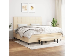 Vidaxl Cama Com Molas/colchão 200x200 Cm Tecido Cor Creme