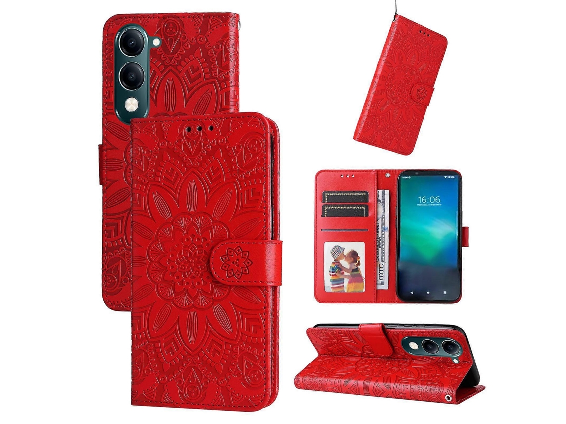 Capa De Celular De Couro Com Estampa De Girassol