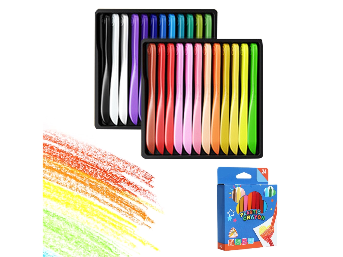 24 Peças de Giz de Cera Triangular Kit de Pintura Infantil com Tintas Orgânicas Giz de Cera Sem Mãos Sujas