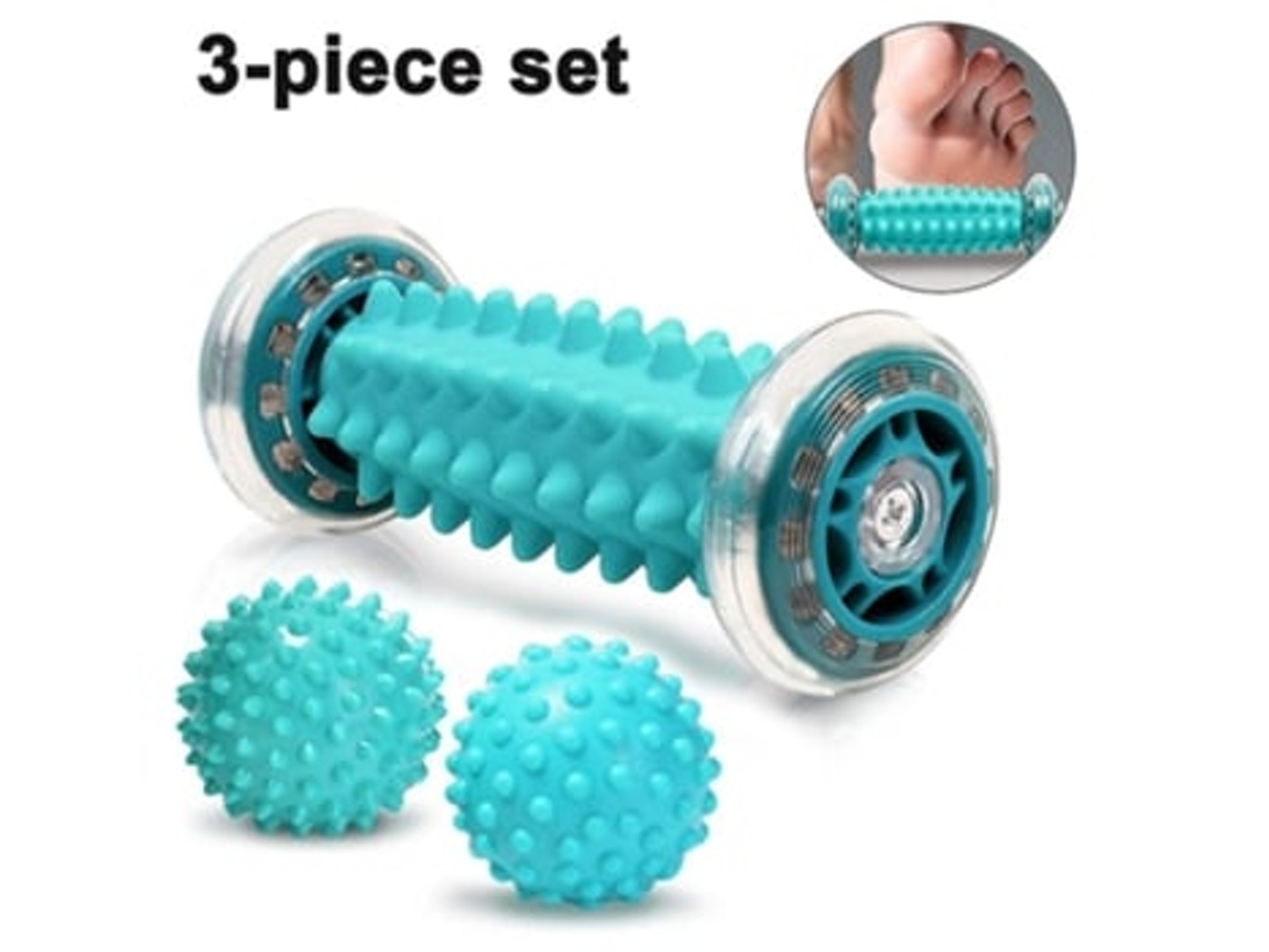 Conjunto de rolo de massagem para os pés e bola de massagem com pontas para alívio da fascite plantar (OEM)