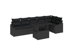 Conjunto 7 Conjunto De Sofá De Jardim Vidaxl Preto Vime Pe (55 X 55 X 37 Cm)
