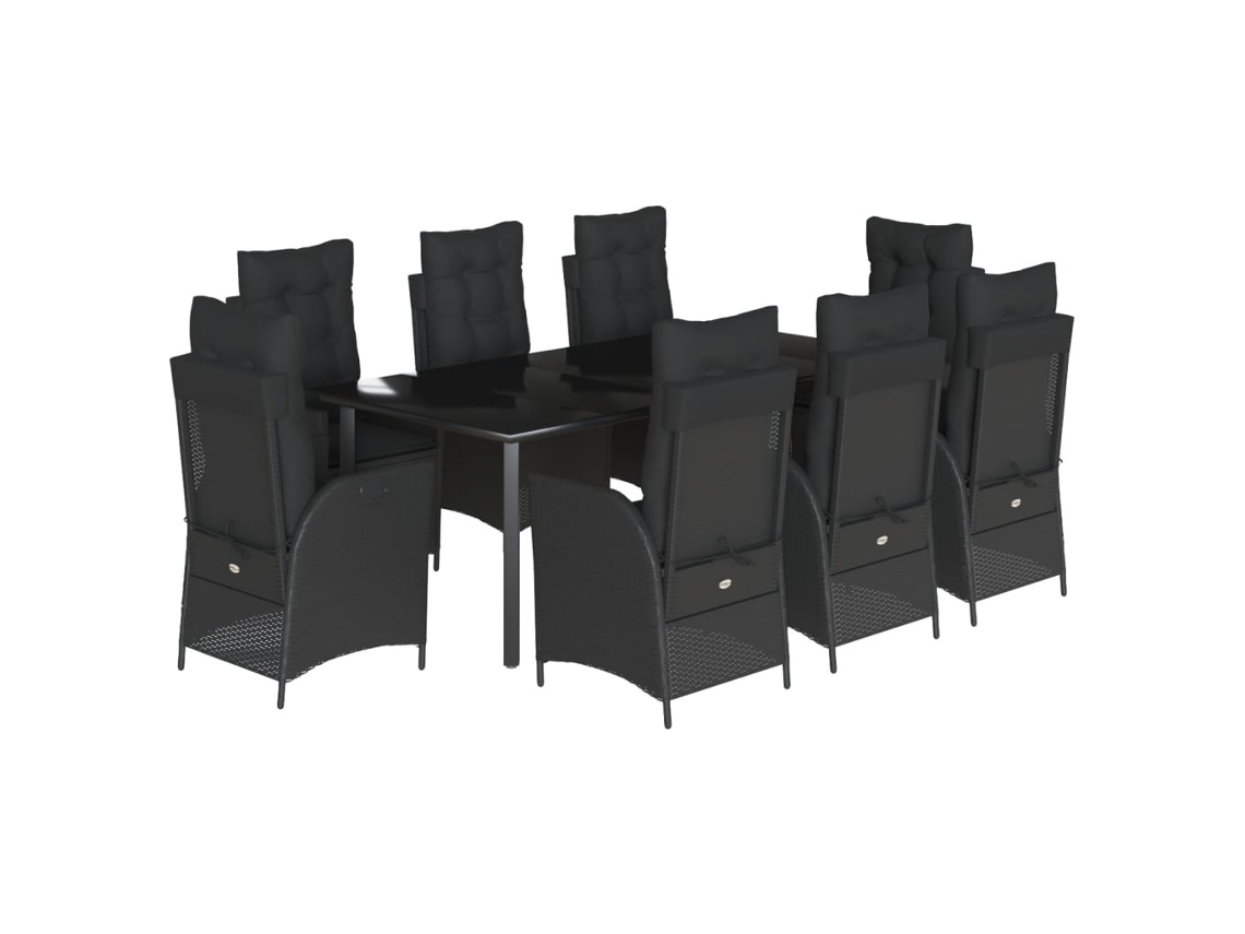 Garden Dining Set, Garden Dining Sets Vidaxl Preto Rattan / Vime (200 X 100 X 74 Cm)