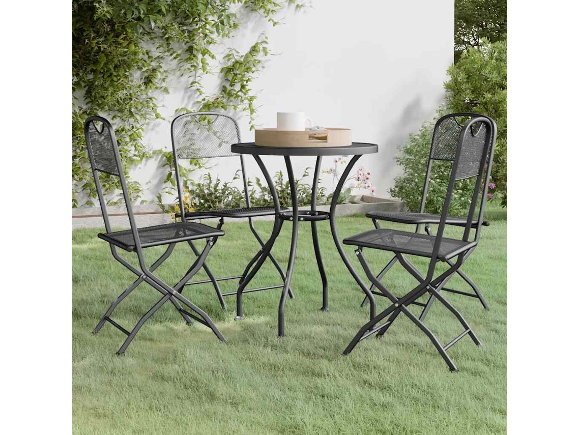 Vidaxl 5 Pcs Conj. De Jantar P/ Jardim Malha Metal Expandido Antracite