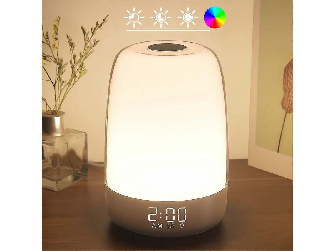 Luz Noturna Com Despertador E Simulação De Nascer Do Sol, 3 Modos De Ajuste, Abajur Branco Quente, Modo Temporizador Para Auxílio Ao Sono Db Aquaforge