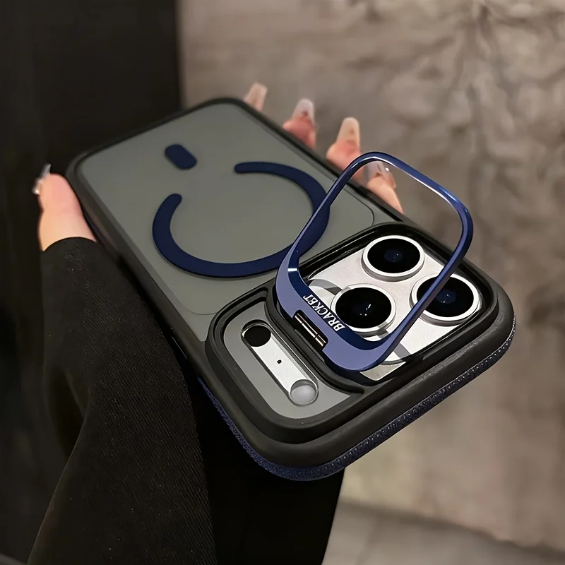 Capa Protetora Com Suporte Magnético Para Carregamento Sem Fio Magsafe (iphone 16 Pro Max Azul)