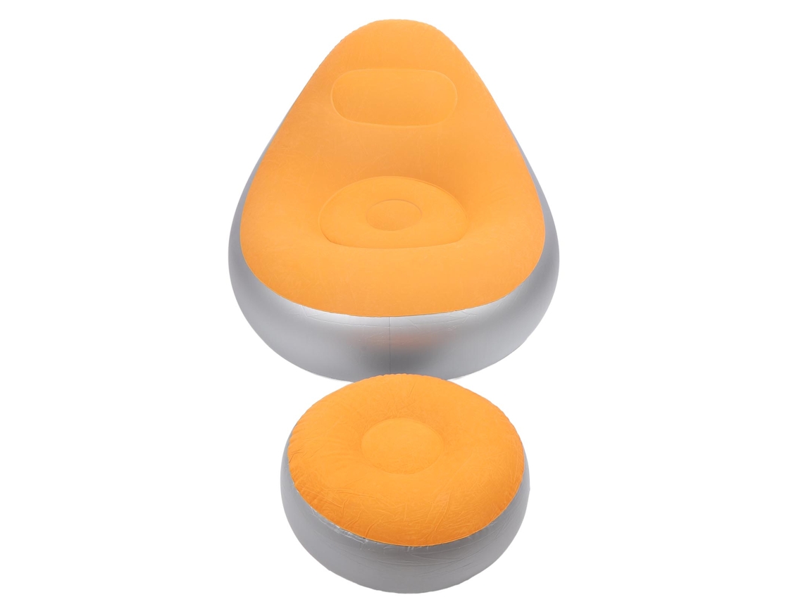 Sofá Inflável Portátil com Apoio para Pés Plegável para Interior e Exterior Laranja | S/MARCA