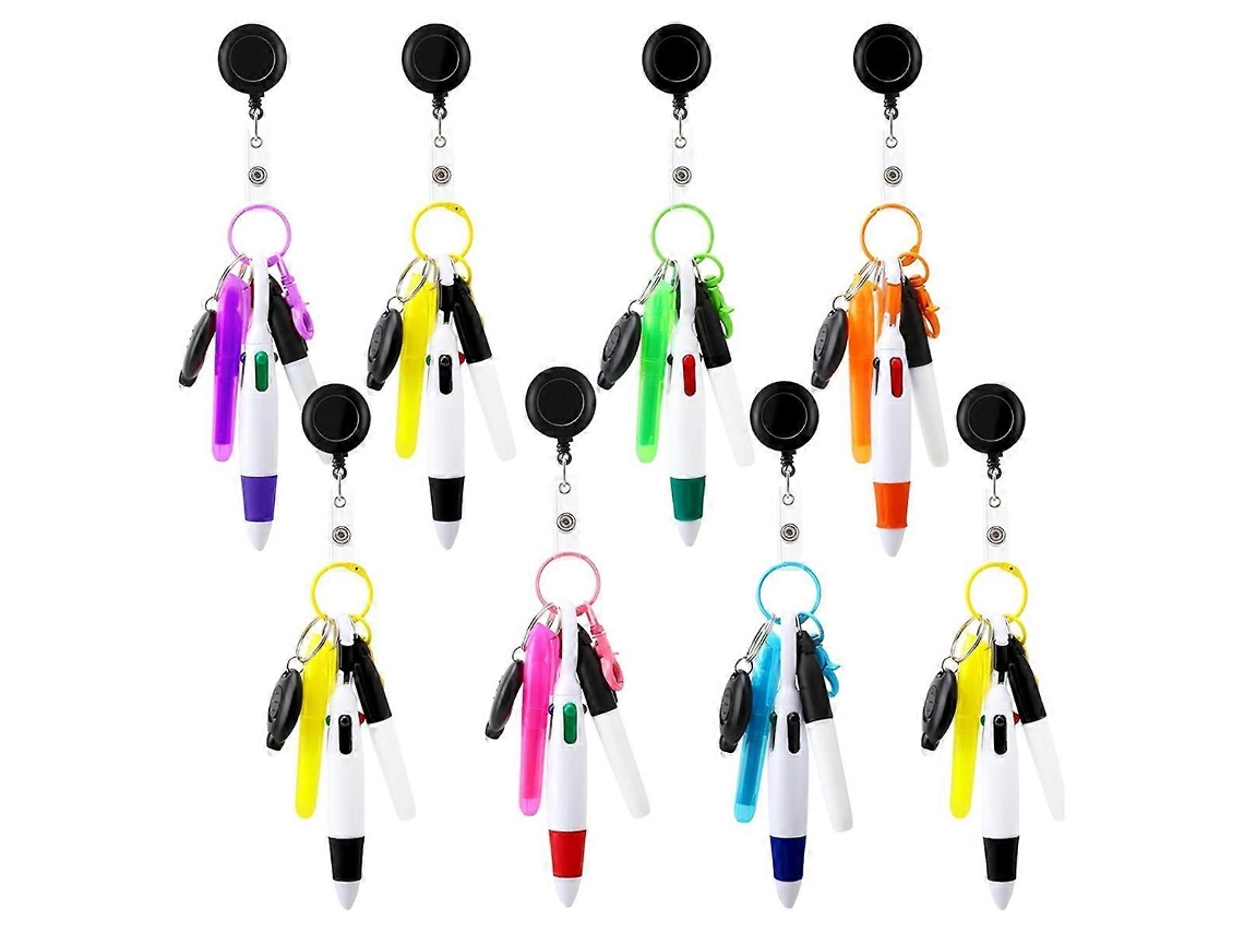 Caneta Esferográfica Retrátil Com Mini Marca Texto Olysi Shop (pacote Com 8)