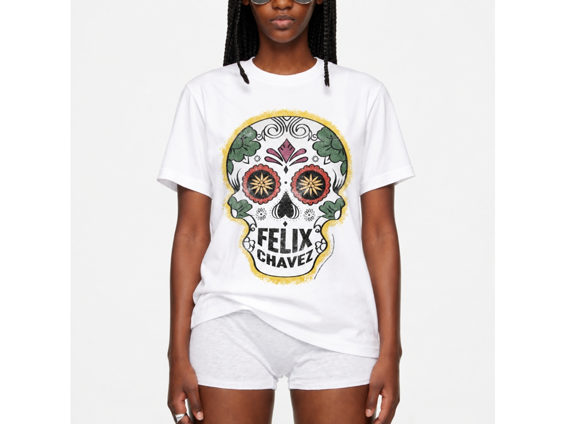 Rockinstone Rocky Movie Felix Chavez Skull White Adult T-shirt Size:l