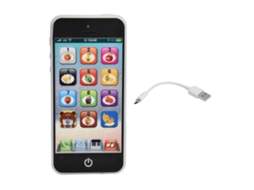 Primerox brinquedo Celular Infantil Educativo com Tela Tática Volume Ajustável Usb Carregável Preto