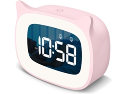 Despertador Infantil com Luz Noturna e 18 Toques, Recarregável, Lindo Relógio de Orelha de Gato para Meninos e Meninas, Presentes de Anivers EHSTMIND