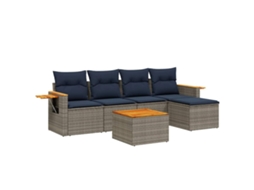 Conjunto de 6 Sofás P/ Jardim C/ Almofadões Vime Pe Cinzento MAISON EXCLUSIVE (6 pcs)
