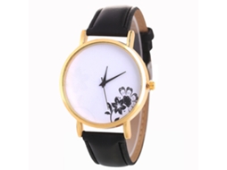 Reloj De Cuarzo Con Correa De Cuero Simple Y Moderno Para Decoración (negro)