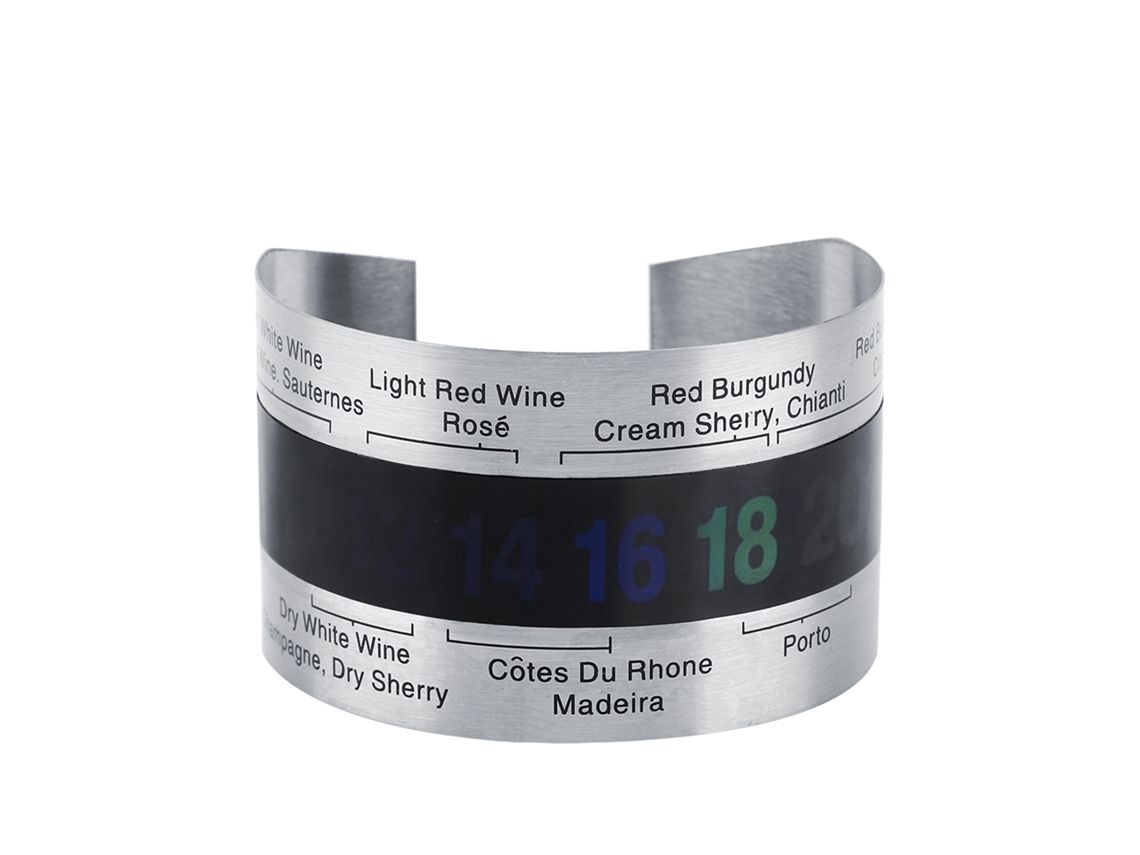 Termômetro Lcd De Vinho Em Aço Inox Com Sensor De Temperatura