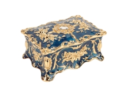Caixa de Joias Vintage Estilo Europeu Ouro Azul