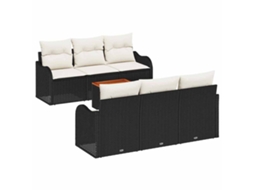 Conjunto 7 Móveis De Jardim Vidaxl Preto Vime Pe (176 X 62 X 69 Cm)