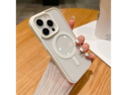 Capa Para Iphone 17 Pro Max Branco Antigo Titânio Cor Original Magnética Alta Transparência Fosca Sensação De Pele Resistente A Quedas Rígida