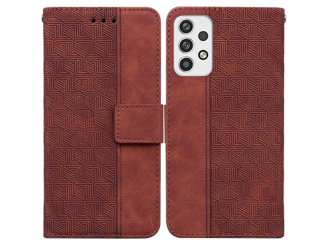 Capa De Couro Com Relevo Geométrico Para Samsung Galaxy A23