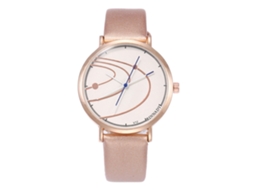 Relógio analógico de quartzo dourado casual em couro PU, elegante para homens e mulheres.