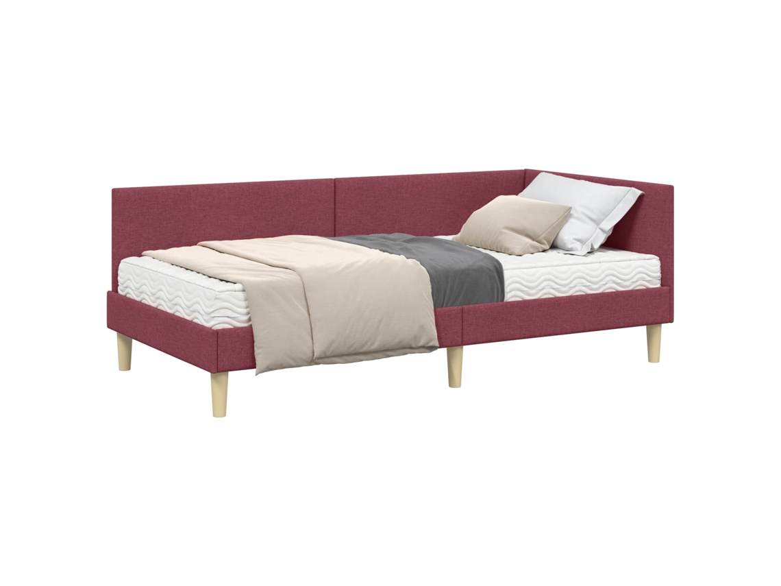Conjunto de 2 Estruturas de Cama de Canto com Colchão Cinzeto Tecido MAISON EXCLUSIVE