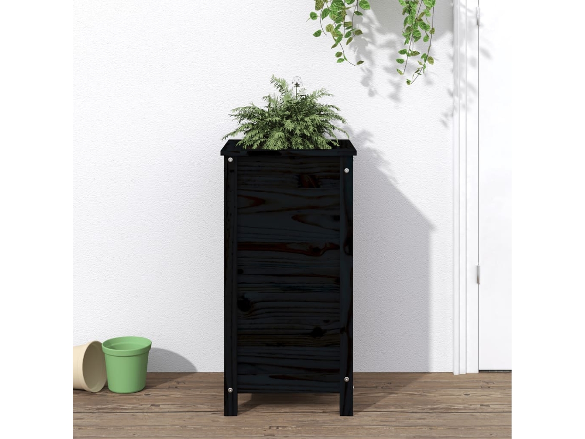 Vidaxl Vaso/floreira De Jardim 40x40x78 Cm Pinho Maciço Preto