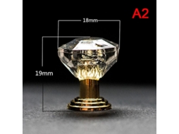 10 Manejos de Cristal Acrílico para Armários, Gavetas e Portas, Base de Zinco Fundido, Transparente com Base Amarela, Diâmetro 18mm Oro