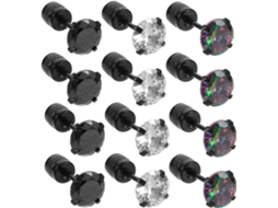 Conjunto De 6 Pares De Brincos Pequenos De Titânio Hipoalergênico.