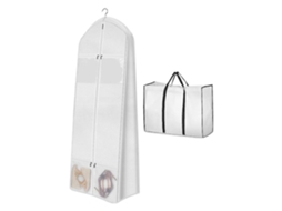 Capa Portátil para Vestido de Noiva 70 Polegadas com Bolsa, Capa para Vestido com 4 Bolsos e Plataforma de 8 Polegadas Vestidos Longos BRILVIBERA
