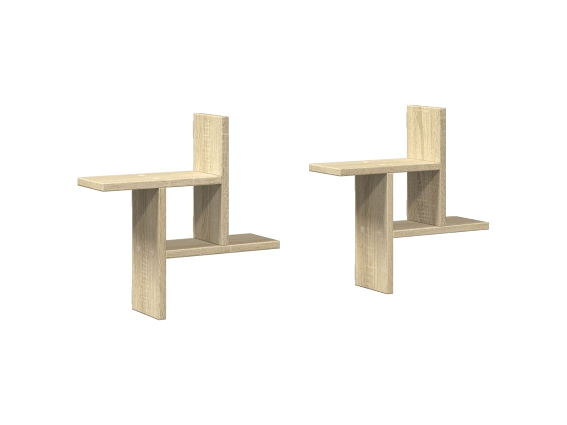 Conjunto de 2 Prateleiras de Parede Derivados Madeira Carvalho Sonoma MAISON EXCLUSIVE