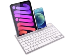 Teclado Eifson Bluetooth Sem Fio, Conectar 2 Dispositivos - Layout Em Inglês - Prata